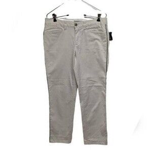 NEW Land's End Pants Women Size 2 Fit 1 Slim Leg Chino Light Stone Side Stripe